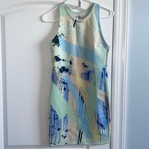 Zara Paint splatter green dress